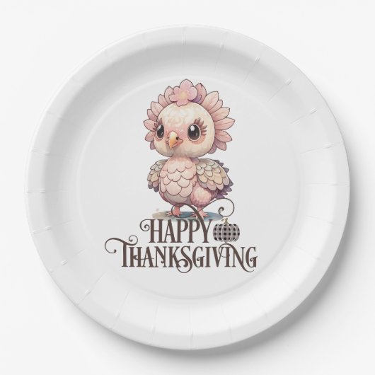 Cute Thanksgiving Turkije Papieren Bordje (Voorkant)