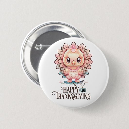 Cute Thanksgiving Turkije Ronde Button 5,7 Cm (Voorkant /achterkant)