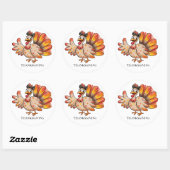 Cute Thanksgiving Turkije Ronde Sticker (Vel)