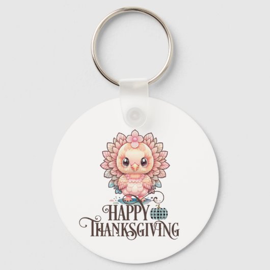 Cute Thanksgiving Turkije Sleutelhanger (Voorkant)