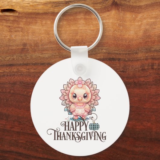 Cute Thanksgiving Turkije Sleutelhanger (Achterkant)