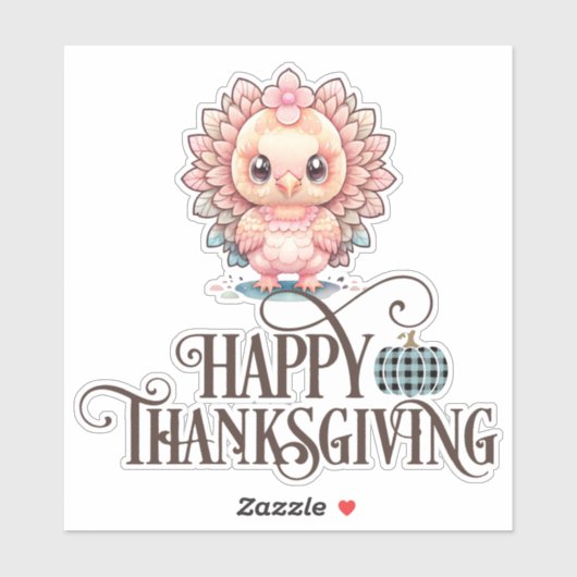 Cute Thanksgiving Turkije Sticker (Vel)