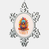 Cute Thanksgiving Turkije Tin Sneeuwvlok Ornament (Rechts)