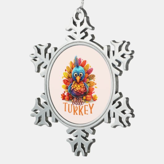 Cute Thanksgiving Turkije Tin Sneeuwvlok Ornament (Rechts)