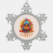 Cute Thanksgiving Turkije Tin Sneeuwvlok Ornament (Voorkant)