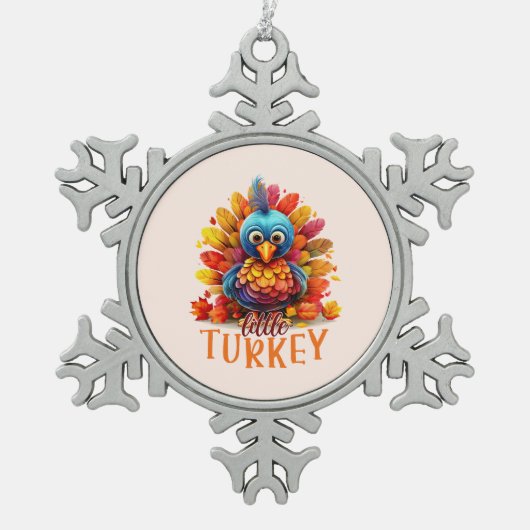 Cute Thanksgiving Turkije Tin Sneeuwvlok Ornament (Voorkant)