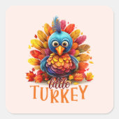 Cute Thanksgiving Turkije Vierkante Sticker (Voorkant)