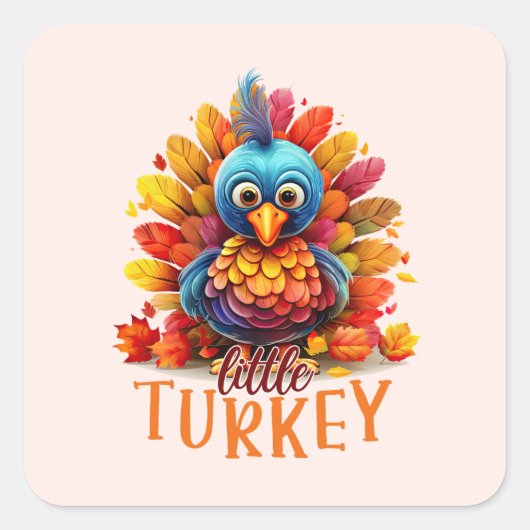 Cute Thanksgiving Turkije Vierkante Sticker (Voorkant)