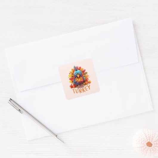 Cute Thanksgiving Turkije Vierkante Sticker (Envelop)
