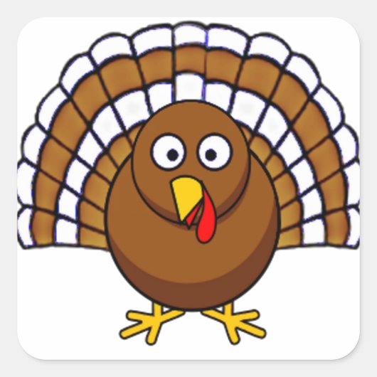 Cute Thanksgiving Turkije Vierkante Sticker (Voorkant)