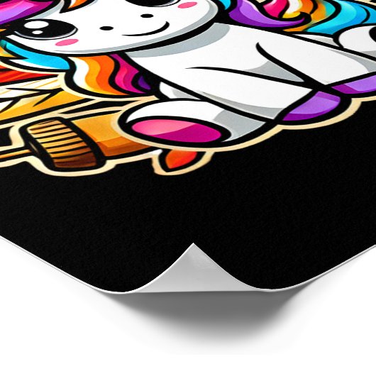 Cute Thanksgiving Unicorn Pilgrim Hat Turkey Girls Poster (Hoek)