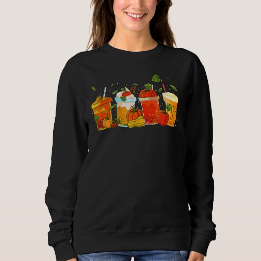 Cute Thanksgiving With Drink And Pumpkin Men Women Trui (Voorkant)