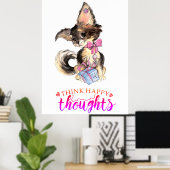 Cute Think Happy Thoughts Inspirerend Kinder Room Poster (Thuiskantoor)