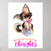 Cute Think Happy Thoughts Inspirerend Kinder Room Poster (Voorkant)