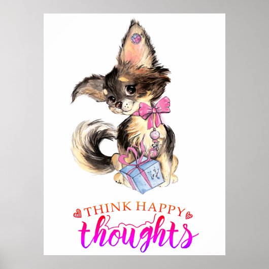 Cute Think Happy Thoughts Inspirerend Kinder Room Poster (Voorkant)