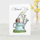 Cute Thinking of You Notecard with Hedgehog Kaart (Gele Bloem)