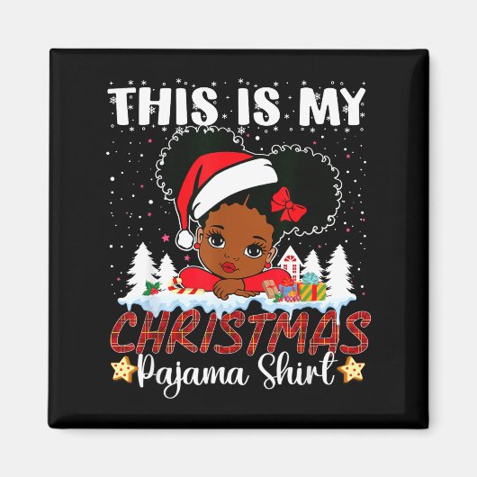 Cute This Is My Christmas Pajama Black African Ame Magneet (Voorkant)