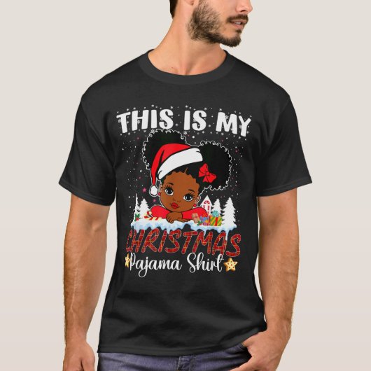 Cute This Is My Christmas Pajama Black African Ame T-shirt (Voorkant)