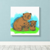 Cute Three Bears Familie Canvas Kunst (Insitu (Houten vloer))