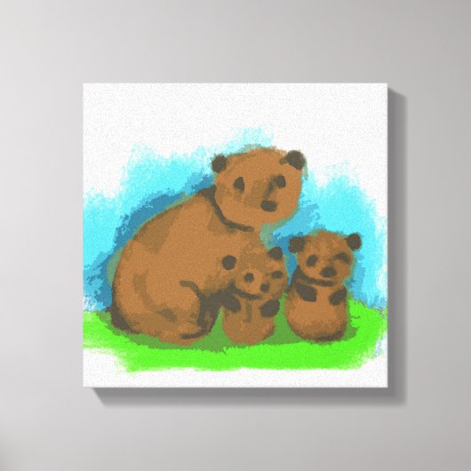 Cute Three Bears Familie Canvas Kunst (Voorkant)