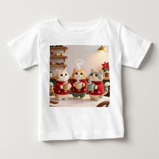 Cute Three Cats Baby Jersey T-Shirt (Voorkant)