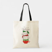 Cute Three Cats Stapked Cup Holiday Scarves Funny Tote Bag (Achterkant)