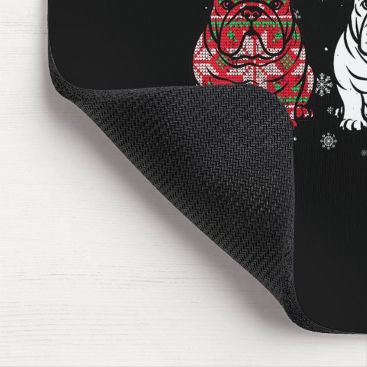 Cute Three English Bulldog Christmas For Women Men Muismat (Hoek)