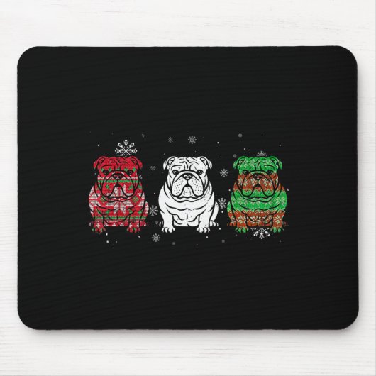 Cute Three English Bulldog Christmas For Women Men Muismat (Voorkant)