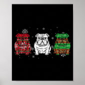 Cute Three English Bulldog Christmas For Women Men Poster (Voorkant)
