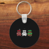 Cute Three English Bulldog Christmas For Women Men Sleutelhanger (Voorkant)