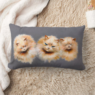 Cute Three Fluffy Cats Vintage Feline Decor Kussen
