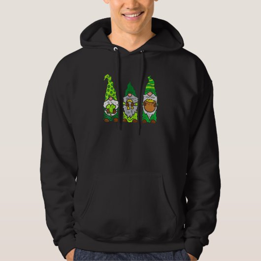 Cute Three Gnome Shamrocks Saint Patrick's Day Men Hoodie (Voorkant)