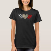 Cute Three Heart Leopard Buffalo Red Black Plaid V T-shirt (Voorkant)