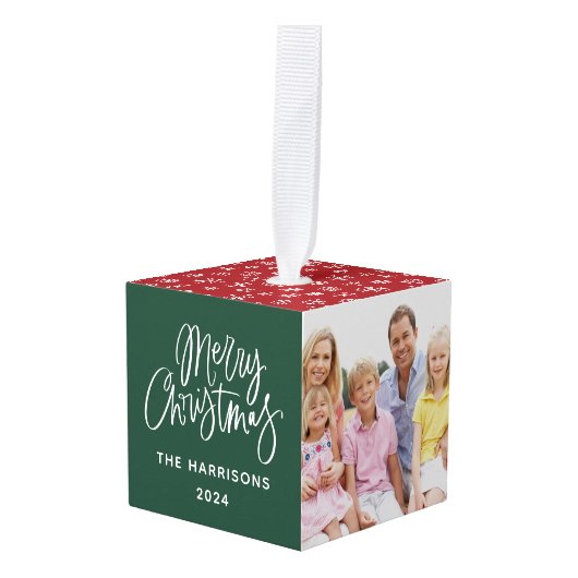 Cute Three Photo Merry Christmas Decoratie (Voorkant hoekig)