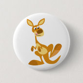 Cute Thumping Cartoon Kangaroo Button Badge (Voorkant)