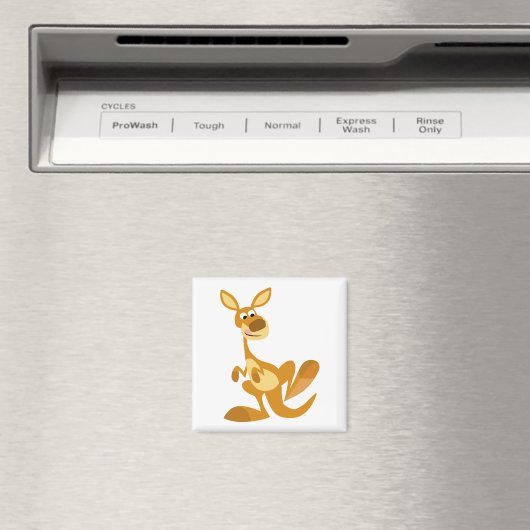 Cute Thumping Cartoon Kangaroo Magnet (Insitu (Vaatwasser))