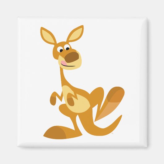 Cute Thumping Cartoon Kangaroo Magnet (Voorkant)