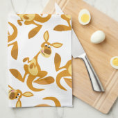 Cute Thumping Cartoon Kangaroo Mojo Kitchen Towel Theedoek (Quarter Fold)