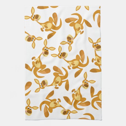 Cute Thumping Cartoon Kangaroo Mojo Kitchen Towel Theedoek (Verticaal)