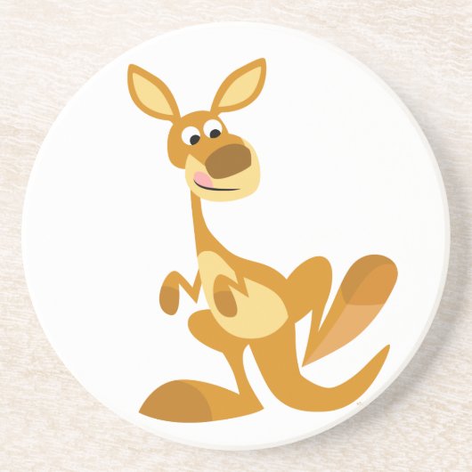 Cute Thumping Cartoon Kangaroo Onderzetter (Voorkant)