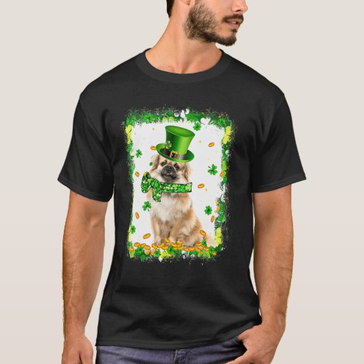 Cute Tibetan Spaniel Dog St Patricks Day Irish Sha T-shirt (Voorkant)