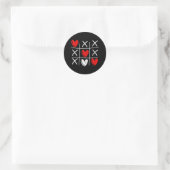 Cute Tic Tac Toe Hearts Valentijnsdag Ronde Sticker (Tas)