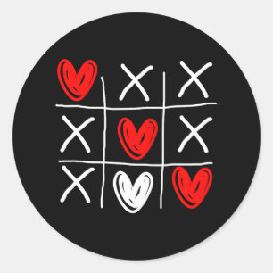 Cute Tic Tac Toe Hearts Valentijnsdag Ronde Sticker