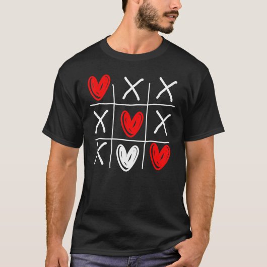 Cute Tic Tac Toe Hearts Valentijnsdag T-shirt (Voorkant)