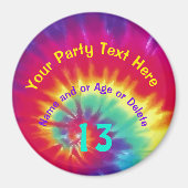 Cute Tie Dye Birthday Party Favors with Jouw tekst Magneet (Voorkant)