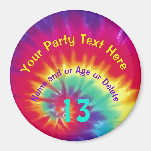 Cute Tie Dye Birthday Party Favors with Jouw tekst Magneet (Voorkant)