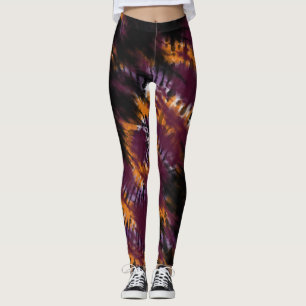 Cute Tie Dye Halloween Oranje Paars Zwart Patroon Leggings