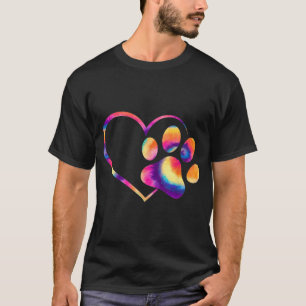 Cute Tie-Dye Hartje Hond Pootafdruk Outfits Hippy  T-shirt