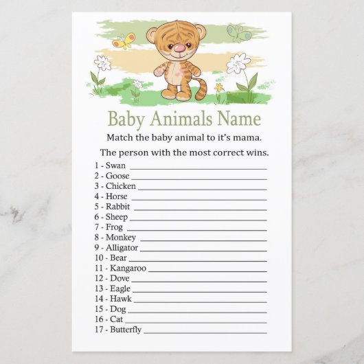 Cute Tiger Baby Animals Name Game (Voorkant)