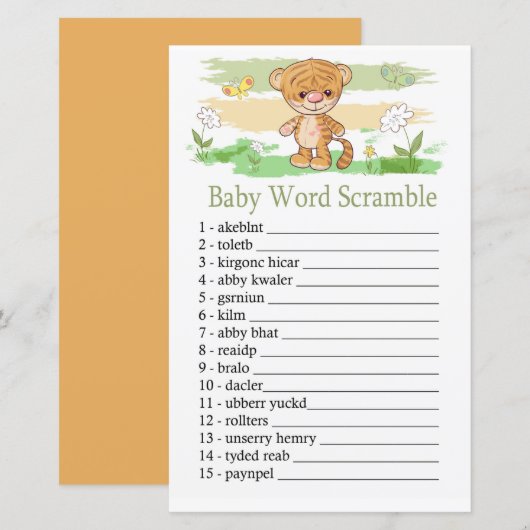 Cute Tiger Baby word scramble game (Voorkant / Achterkant)